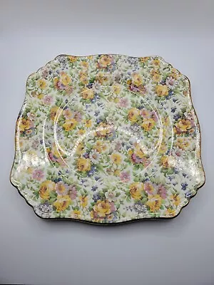 Vintage Royal Winton Grimwades Chintz England 'BEDALE' Gold Trim 9  Lunch Plate  • $45