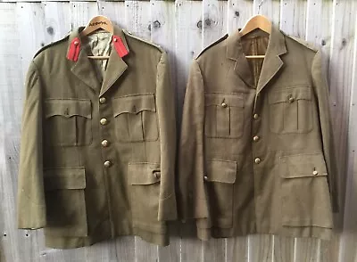 WW2 BRITISH ARMY OFFICERS SERVICE DRESS TUNICS X2 • £44.99