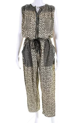 Etoile Isabel Marant Womens Button Up Sleeveless Jumpsuit Black Ivory Size FR 38 • $121.99