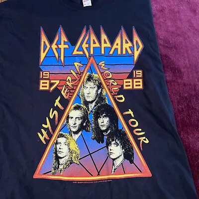 Def Leppard Throwback T Shirt  XXL Black  Hysteria World Tour • $15.99