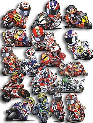 £2.49 • Buy Stars Of MotoGP  TT Superbike Cartoon Decals Stickers Past And Present Day