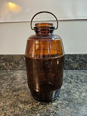 Vintage Amber Brown Duraglas Glass Jar With Handle • $30