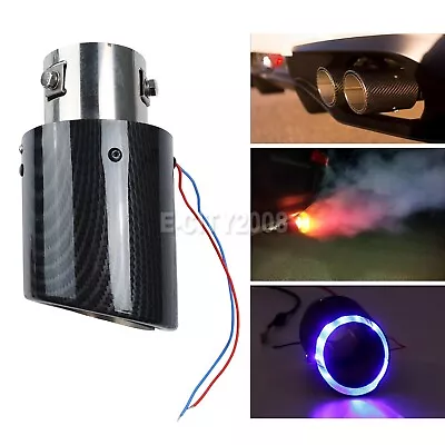 Universal Car Modified LED Luminous Exhaust Muffler Tip Tail Pipe Carbon Fiber • $20.98