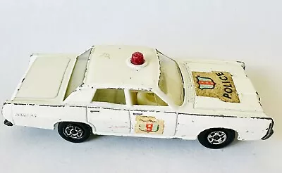 1968 Matchbox Lesney No.55/73 Mercury White Police Car Sedan Cop Rare Red Dome • $25