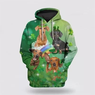 Cute Dachshund Dog Happy St Patrick Day 3D All Over Print Hoodie Shirt • $28.95