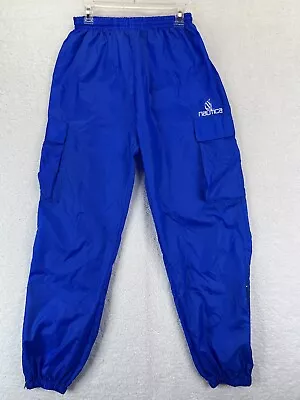 Nautica Blue Windbreaker Pants XL Track Cargo Logo Competition 90’s Y2k Vintage • $26