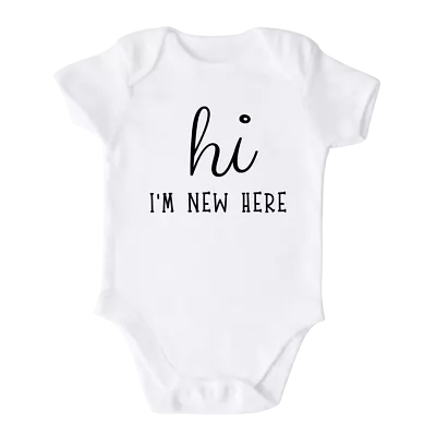 Hi I'm New Here Baby Onesie® Cute Bodysuit For Baby Shower Gift • $15.99