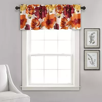 $7.99 • Buy Leah Floral Rod Pocket Room Darkening Window Curtain Valance 18 X 52 , Red