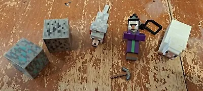 Lot Of Minecraft Tamed Wolf Dog Witch & Sheep Action Figures Plus Boxes & Weapon • $7.99