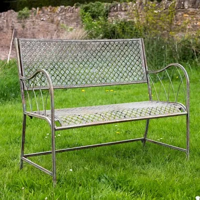 Shabby Chic Garden Bench Rusty Metal Bench Garden Chair Patio Seat Outdoor Chair • £139.99