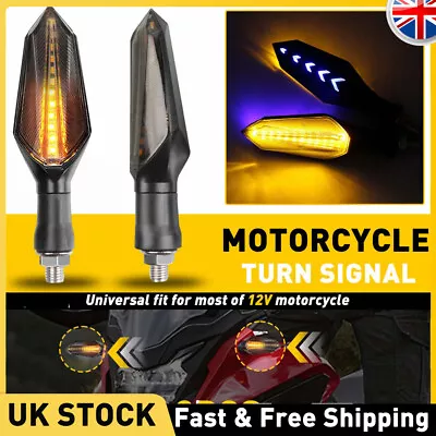 2x 17LED Motorcycle Motorbike Turn Signal Indicators Light Lamp Amber Brake Blue • £10.99