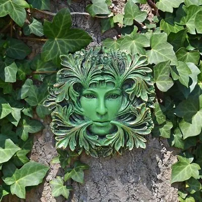 Green Man Lady Of The Forest Wall Plaque Pagan Wiccan Garden Ornament Decoration • £19.95