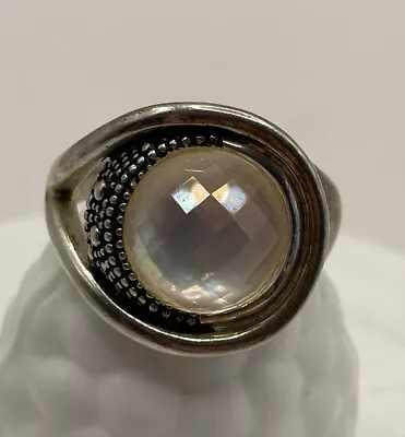 MICHAEL DAWKINS STERLING SILVER STARRY NIGHT FACTED MOONSTONE DOUBLET RING Sz 10 • $37