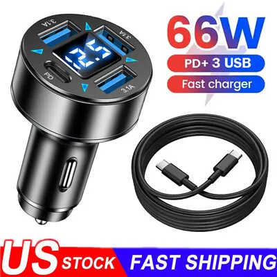 66W Super Fast Car Charger Adapter & Cable For IPhone 15 Samsung S23 S24 S20 S21 • $8.99