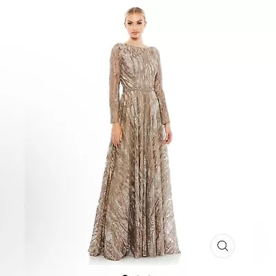 Mac Duggal 79261 Long Sleeve Sequin Gown Mocha $798 • $200