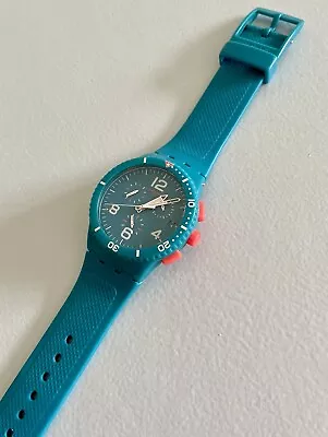 Swatch Men’s / Unisex Swiss Watch Chronograph SR936SW Blue Silicone Strap • £24.95
