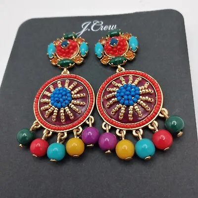 J Crew Chandelier Earrings Multi Color Statement NEW Signed Mothers Day Boho • $35