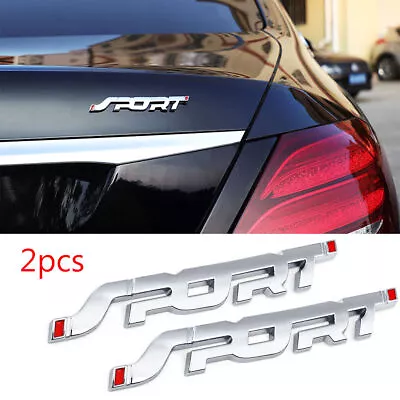 2x Silver 3D SPORT Logo Emblem Badge Sticker Car Metal Trunk Fender Accessories • $4.50