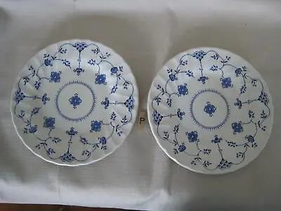 Lot2 VTG Myott Finlandia Dessert Plates Staffordshire England Blue White Classic • $18.99