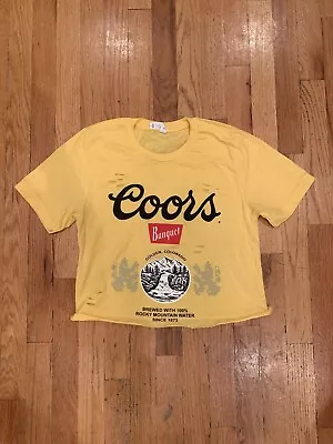 Coors Beer Womens 80's Retro Vintage Yellow Crop Top T Shirt New Sexy Unisex • $22.99