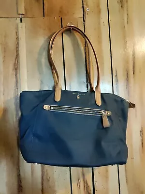 Michael Kors Kelsey Nylon Navy Blue Medium Zip Tote Bag Handbag EUC • $17.99