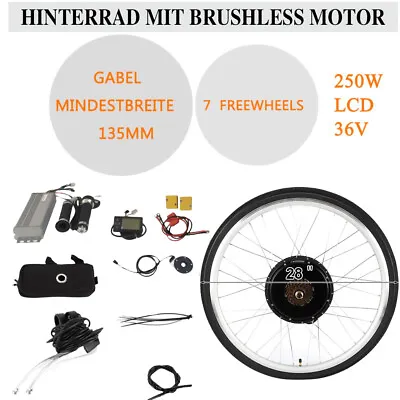 28  Rear Wheel Conversion Kit 36V 250W Motor Hub Electric Bicycle E Bike Set+LCD • £195.75