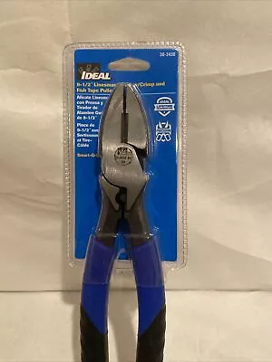 Ideal 9-1/2  Linesman Pliers W/ Crimp & Fish Tape Puller 30-3450 Smart-Grip • $25.50