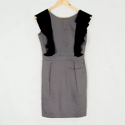 £18.99 • Buy Wiggle Pencil Dress Grey With Black Ruffles Size 10 Warehouse