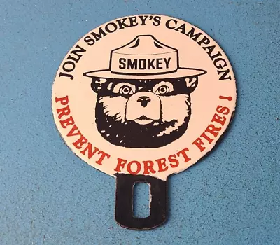 Vintage Smokey Bear Sign Topper - Gas Car Porcelain License Plate Topper • $139.47