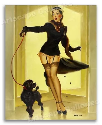 Elvgren PinUp Girl  Skirting The Issue - Poodle  Dog Poster - 20x24 • $16.95