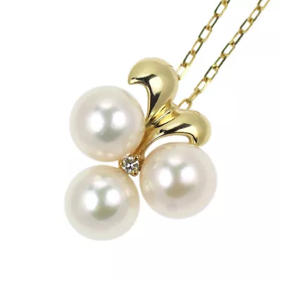 Mikimoto K18YG Akoya Pearl Diamond Pendant Necklace Diameter Approximately 6.3 M • $527