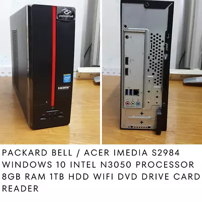 Packard Bell Mini Desktop PC Intel Pentium 8GB RAM 1TB HDD Windows 10 Office App • £59.99