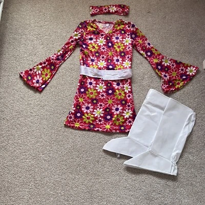 £8.99 • Buy Girls Age 10-12 60’s Fancy Dress With Boot Covers 