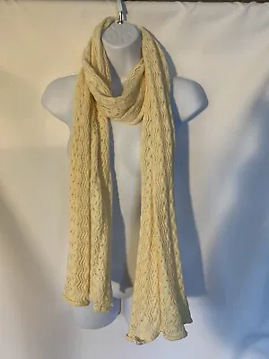 VINTAGE Knitted Lace SHAWL Scarf Wool Made In Austria Ivory / Cream • $34.99