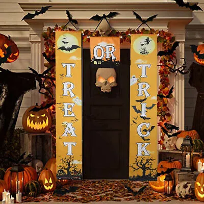 £3.39 • Buy Treat Or Trick Porch Door Hanging Couplet Banner Halloween Outdoor Party Decor 