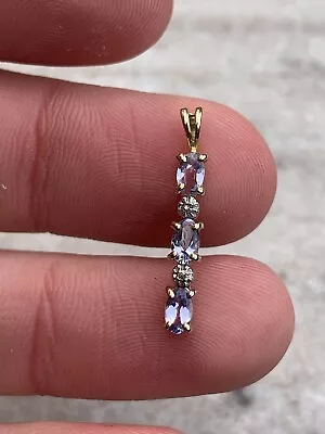 9ct Gold Tanzanite Diamond Pendant￼ 0.9 Grams • £0.99