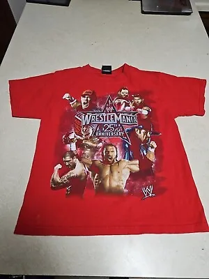 Hybrid WWF Wrestlemania 25th Anniversary Boys XL  Red 2008 T-Shirt • £16.06