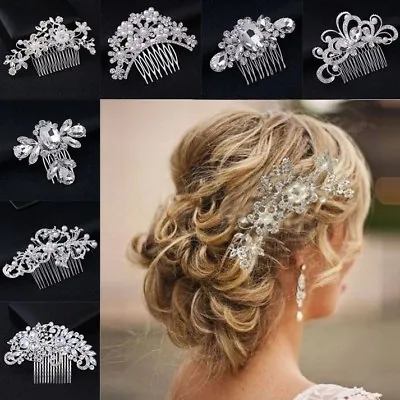 £4.99 • Buy Bridal Wedding Crystal Jewel Diamante Hair Comb Clip Pin Prom Part Fascinator UK