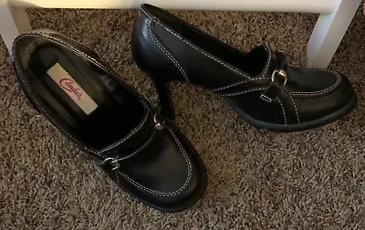 Candies Vintage Black Leather Round Toe Women's Heels Size 6 • $50.89