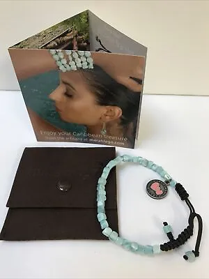 MARAHLAGO BREEZE CHARM BRACELET LARIMAR GEMSTONE ADJUSTABLE Macrame New • $39.99