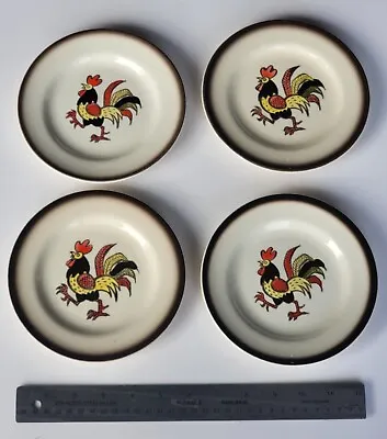 Vintage 50's Metlox Poppytrail Red Rooster 4 Pc. Set 6.5  Saucer Dinnerware • $18.99