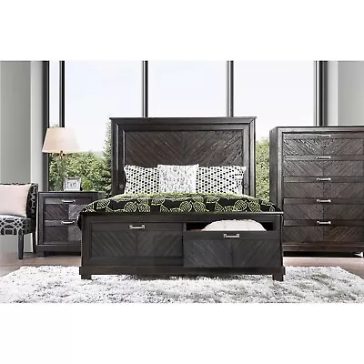 Transitional Espresso Cal King Size Bed 4p Set Dresser Mirror Nightstand Bedroom • $2749.99