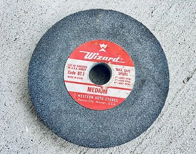Vintage WIZARD Grinding Sharpening Honing Wheel Stone Tool 6” Medium B7.1 USA • $14.50