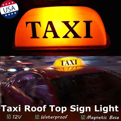 12V Bright Yellow Marker Taxi Cab Roof Top Topper Light Lamp Magnetic Base • $18.99