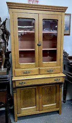 Antique Oak Kitchen Hutch Cabinet • $1250