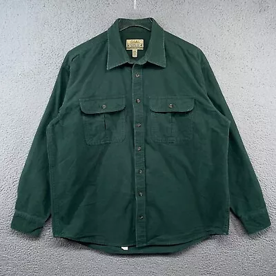 Cabelas Deerskin Chamois Shirt Mens XLT Tall Green Heavy Long Sleeve Flannel • $28.88