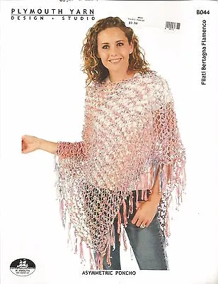 Plymouth Knitting Pattern B044 Filati Bertagna Flamenco Asymmetric Poncho • $3.29