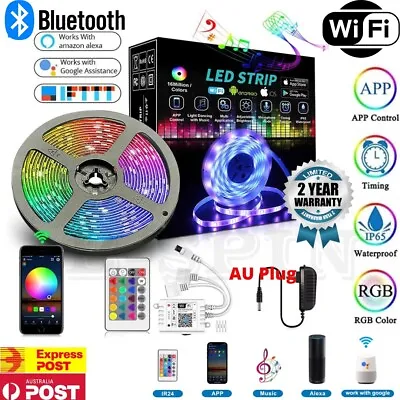 $9.99 • Buy 5050 RGB LED Strip Lights 5M 10M Wifi Smart Bluetooth Control Music Power