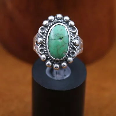 Navajo Vintage  Green Turquoise  Beaded Ring Sterling Silver Size 5 • $49.95