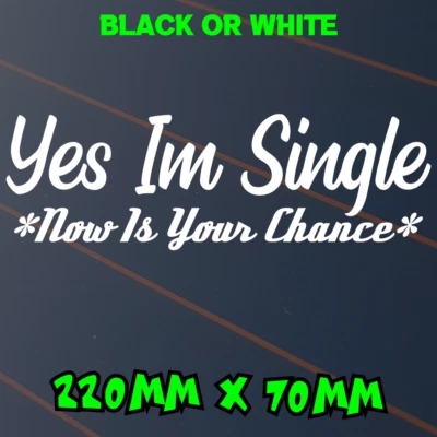 Yes Im Single Sticker Car Decal Window 4x4 Ute JDM BNS Funny Bitch Playboy Vinyl • $6.50